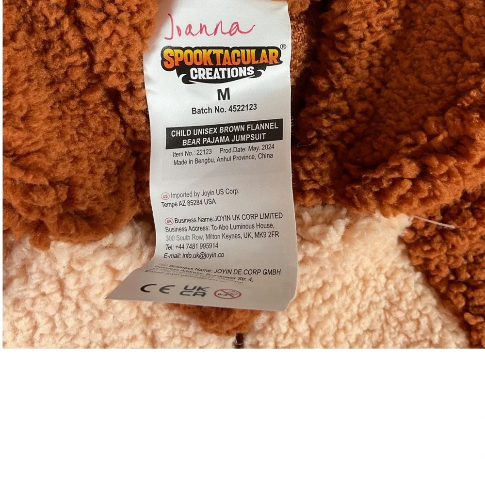 Spooktacular Creations Child Brown Bear‎ Flannel Pajama Jumpsuit MEDIUM